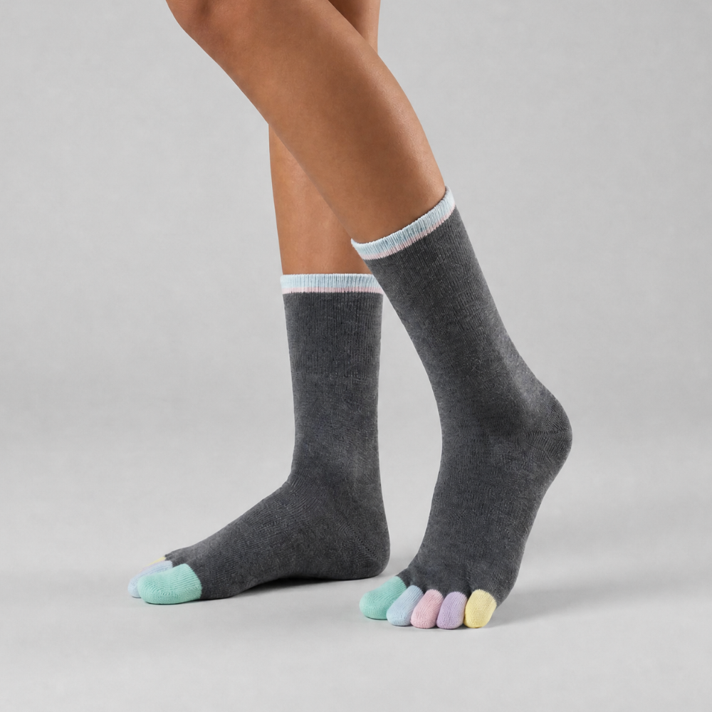 Knitido Rainbows, Zehensocken mit bunten Zehen, aus gekämmter Baumwolle Cotton Candy