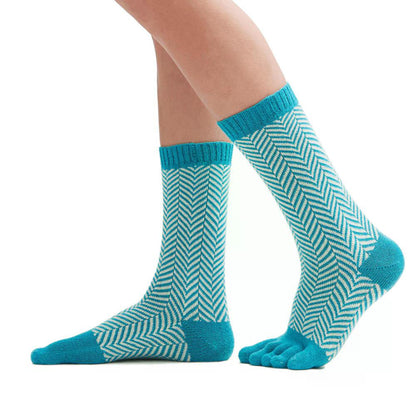 Knitido SILL chaussettes orteils en laine et coton turquoise/vert clair