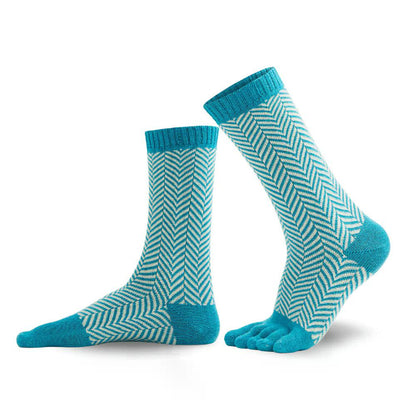 Knitido SILL chaussettes orteils en laine et coton turquoise/vert clair